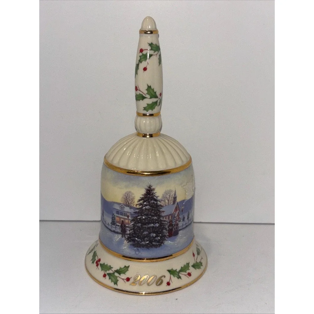 LENOX Gold Plated Trim Annual Holiday Bell 2006  7.5